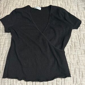 Black V-Neck Wrap Top